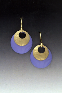 Click to view detail for MB-E445YV Earrings, Full Moon Yellow/Violet $48